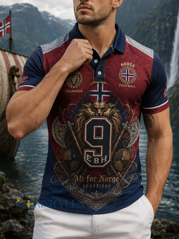 Manspolskort med norsk vikingtema patriotisk kulturell konsttryck - S