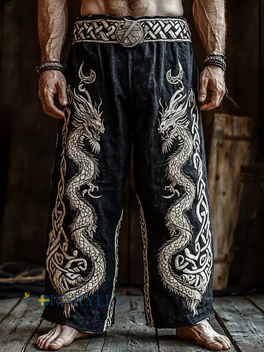 Mansvikingabringbyxor med tryck - som bild / S
