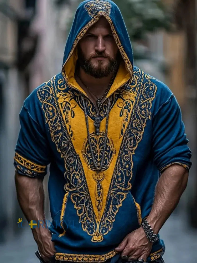 Mansvikingaskjorta med tryck - som bild / S