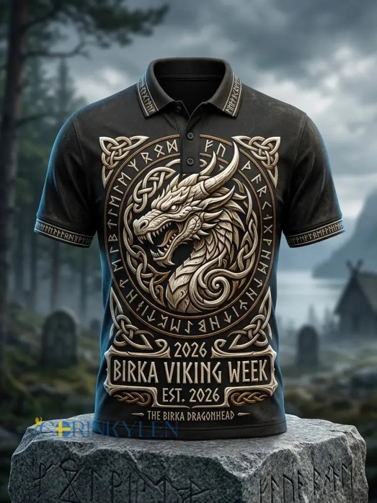 Mansvintage svensk Birka Vikingaveckor polotröja - svart / S