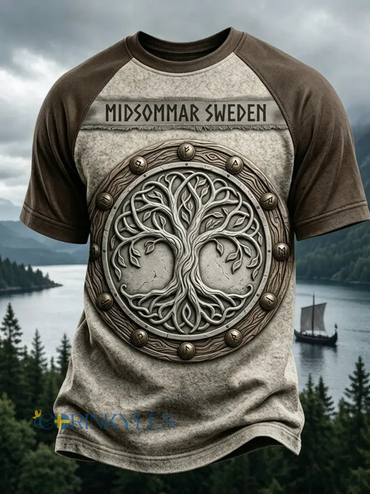 Mansvintage svensk Birka Vikingaveckor T-shirt med korta ärmarna - brun / S