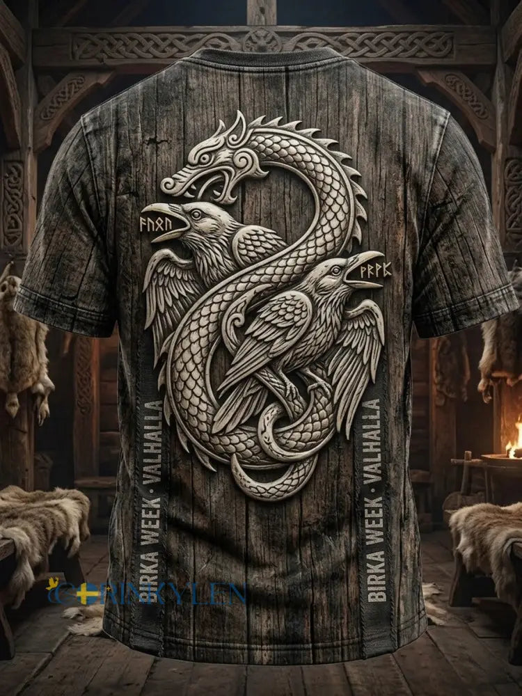 Mansvintage svensk Birka Vikingaveckor T-shirt med korta ärmarna - brun / S
