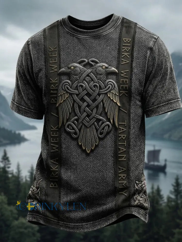 Mansvintage svensk Birka Vikingaveckor T-shirt med korta ärmarna - grå / S