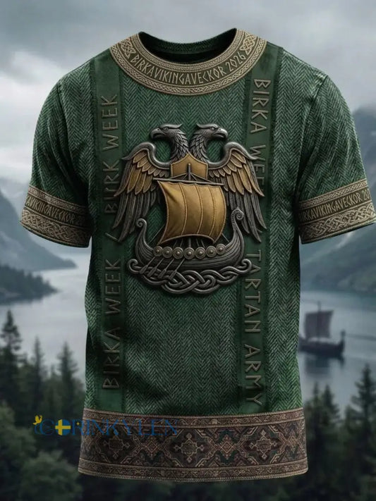Mansvintage svensk Birka Vikingaveckor T-shirt med korta ärmarna - grönt / S