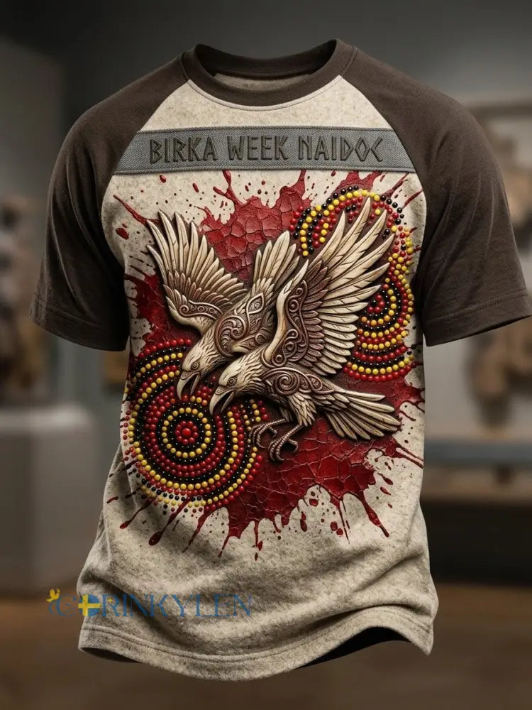 Mansvintage svensk Birka Vikingaveckor T-shirt med korta ärmarna - Khaki / S