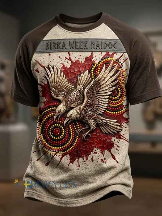 Mansvintage svensk Birka Vikingaveckor T-shirt med korta ärmarna - Khaki / S