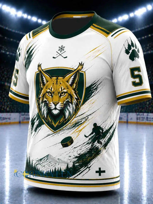 Men’s Finland Ilves Ice Hockey Pattern Printed T-Shirt - As picture / S