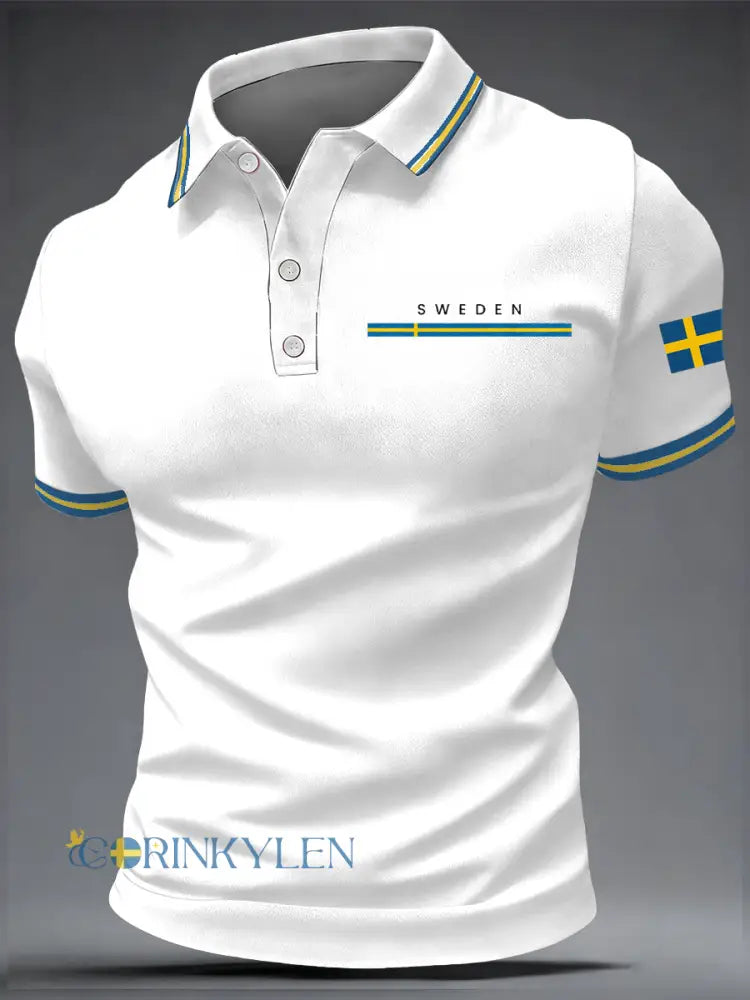 Men’s Swedish Art Print Casual Top - White / S