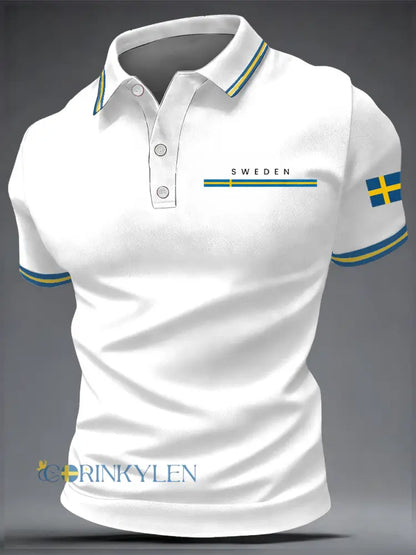 Men’s Swedish Art Print Casual Top - White / S