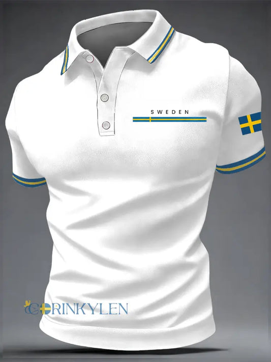 Men’s Swedish Art Print Casual Top - White / S