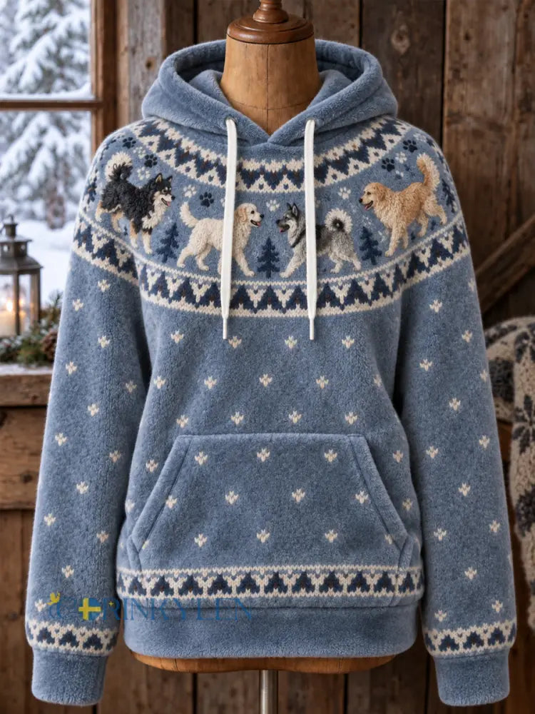 Mjuk flanellhuvtröja för kvinnor med djurmönster i vintagestil - A / S
