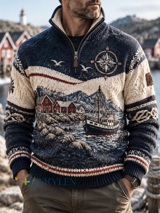 Nordic Coastal Heritage Quarter-Zip Sweatshirt - som bild / S