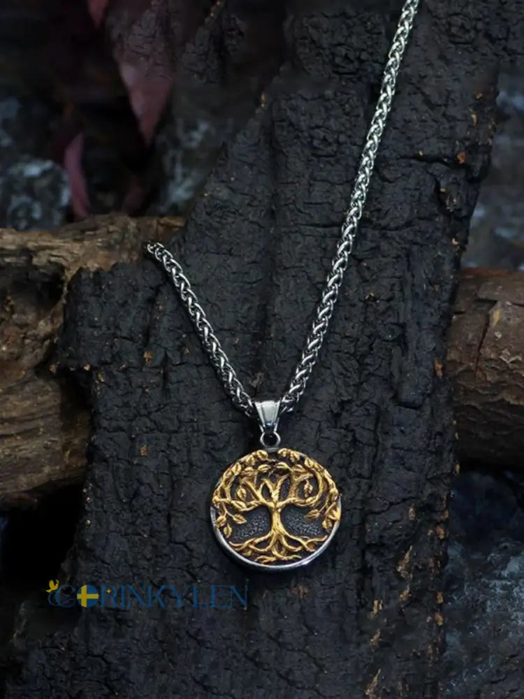 Nordic Vintage Viking Rune Träd av livet hängande halsbande