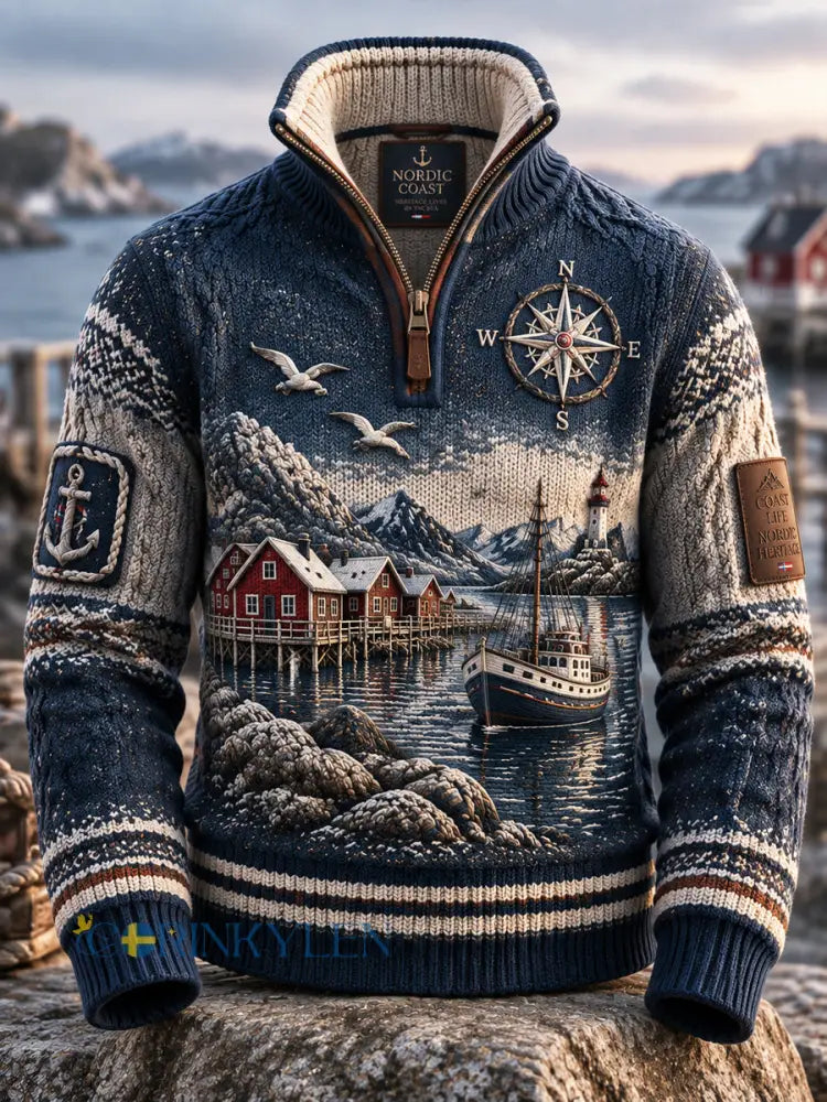 Nordisk fiskartradition – tröja med halvdragkedja - som bild / S