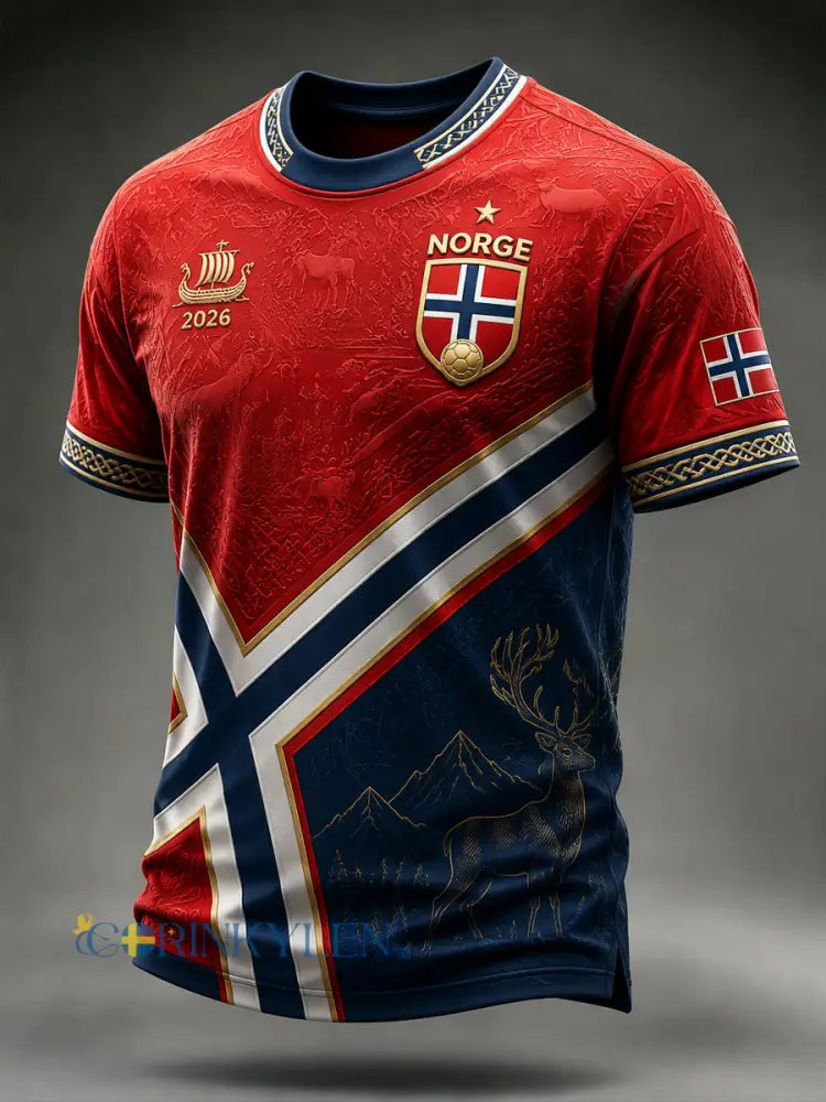 Norge 2026 Casual T-shirt för fotbollsfans - som bild / S