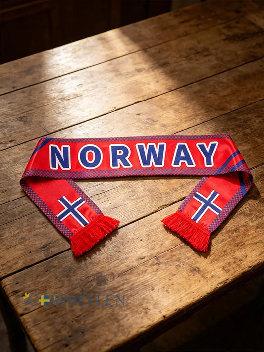 Norgesflagg Norge Tryckt Franstrimmad Halsduk - röd / ONE