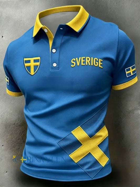 Retro 2026 fotbollstema-polkagris i svensk stil - blå / S