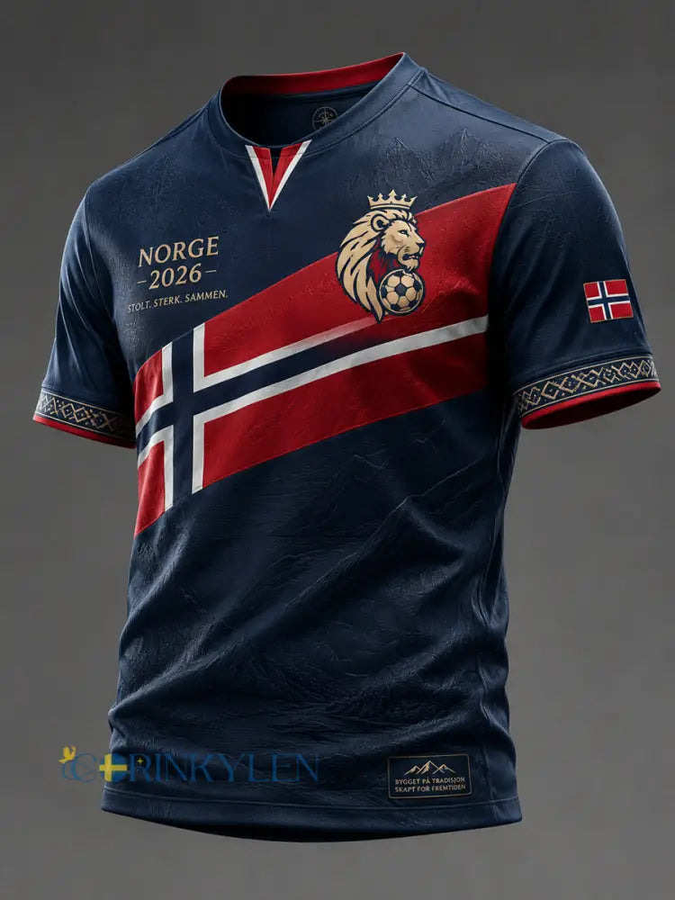 Retro 2026 Norge fotboll Patchwork Casual T-shirt - som bild / S