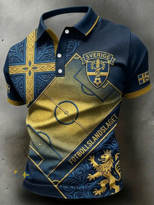 Retro 2026-svensk stil fotbollstema lappstygnspolotröja - blå / S