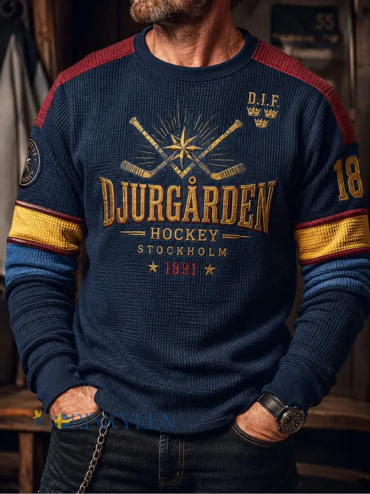 Retro Djurgården Hockey Classic Våffle T-shirt - som bild / S