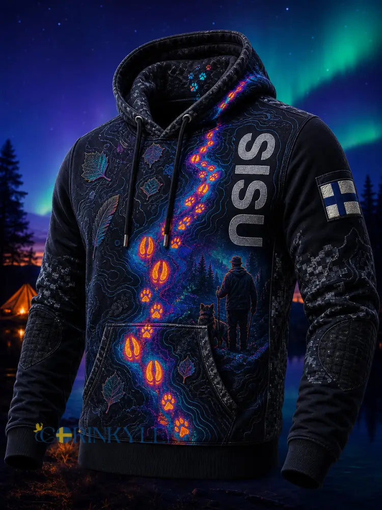 Retro Finsk konst Skriv ut Casual Hoodie - A / S