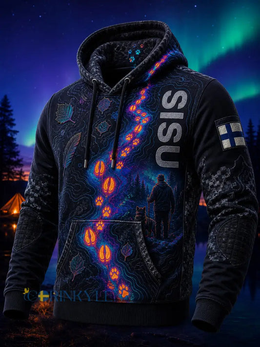 Retro Finsk konst Skriv ut Casual Hoodie - A / S