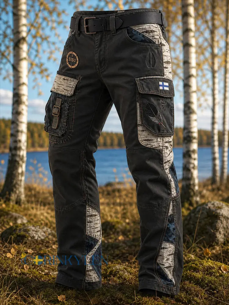 Retro Finsk konst Skriv ut Casual Lastbyxor - A / S