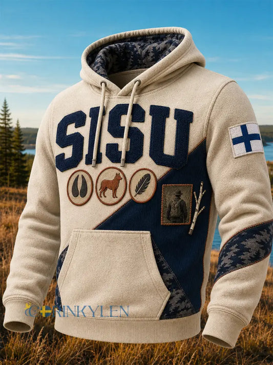 Retro finsk konsttryck avslappnad hoodie - A / S