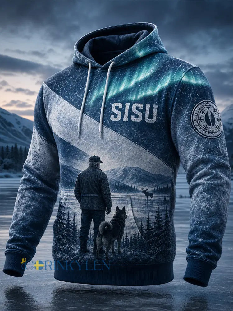 Retro finsk konsttryck avslappnad hoodie - A / S