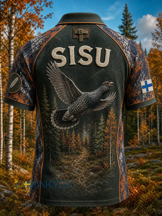 Retro finsk konsttryck avslappnad polotröja - A / S