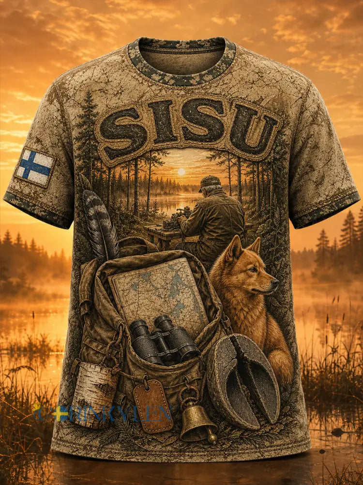Retro finsk konsttryck avslappnad t-shirt - A / S
