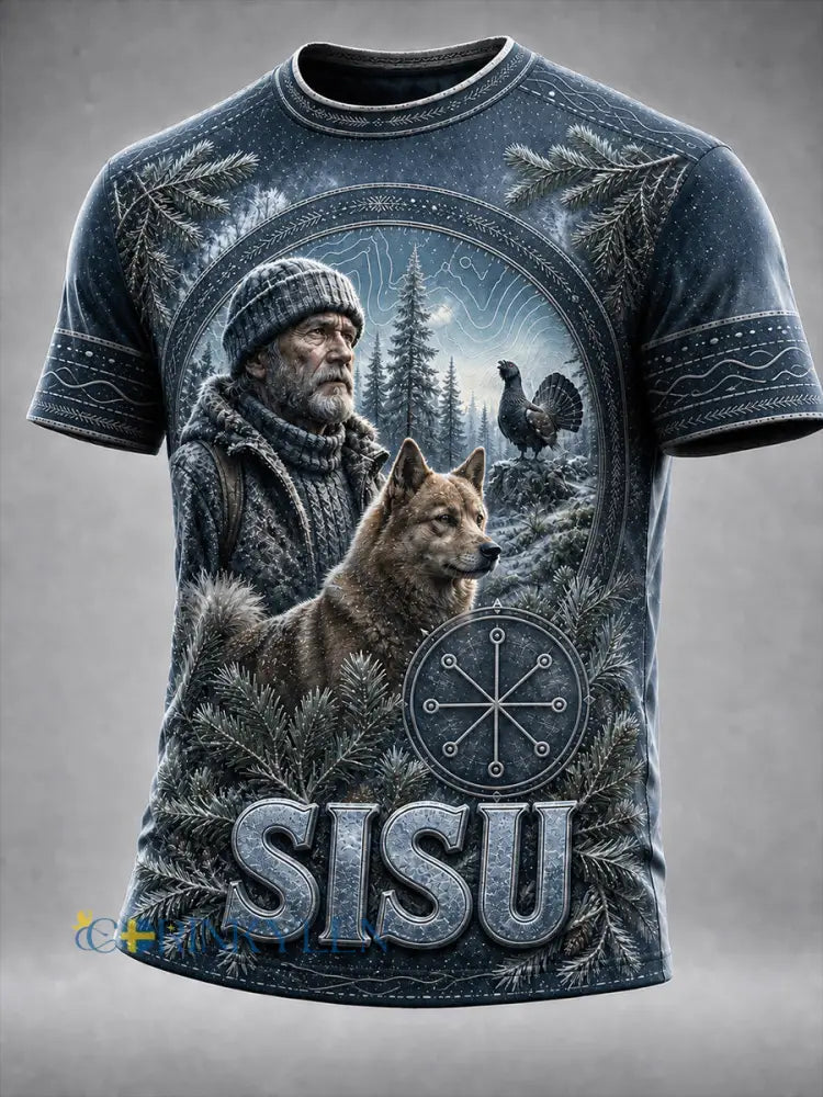 Retro finsk konsttryck avslappnad t-shirt - A / S