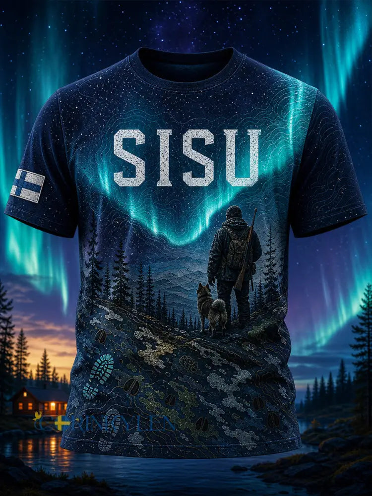 Retro finsk konsttryck avslappnad t-shirt - A / S