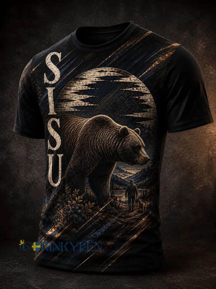 Retro finsk konsttryck avslappnad t-shirt - A / S