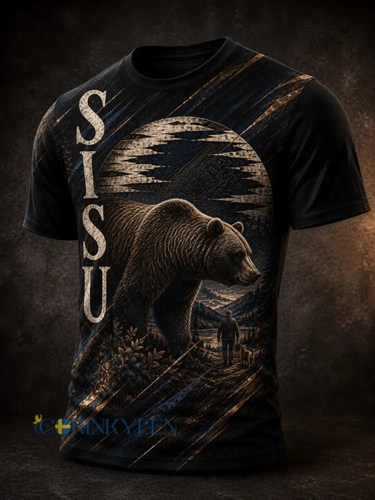 Retro finsk konsttryck avslappnad t-shirt - A / S
