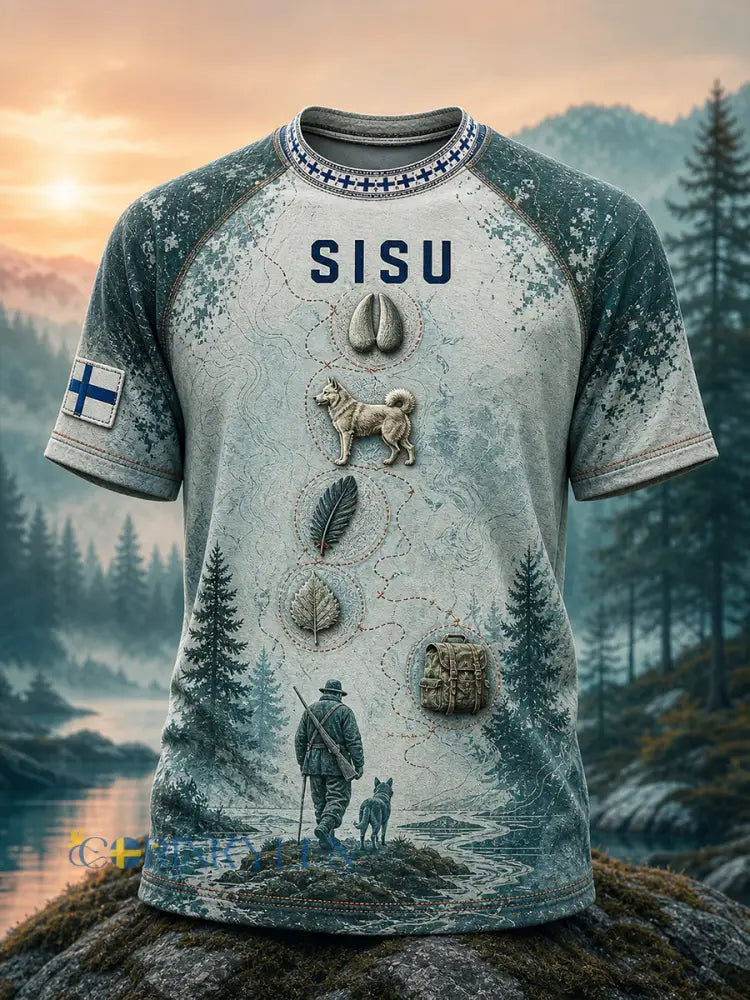 Retro finsk konsttryck avslappnad t-shirt - A / S
