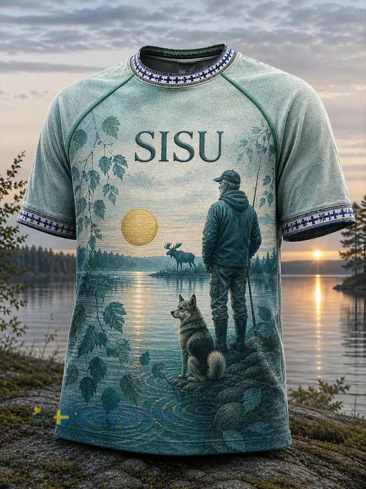 Retro finsk konsttryck avslappnad t-shirt - A / S