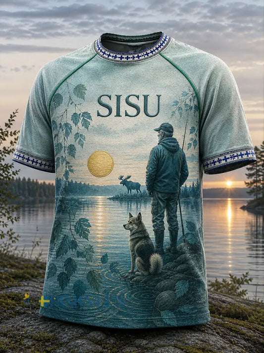 Retro finsk konsttryck avslappnad t-shirt - A / S