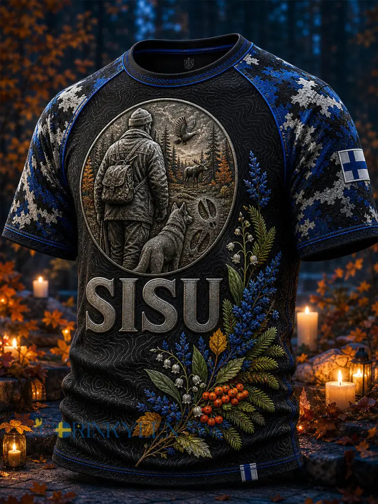 Retro finsk konsttryck avslappnad t-shirt - A / S