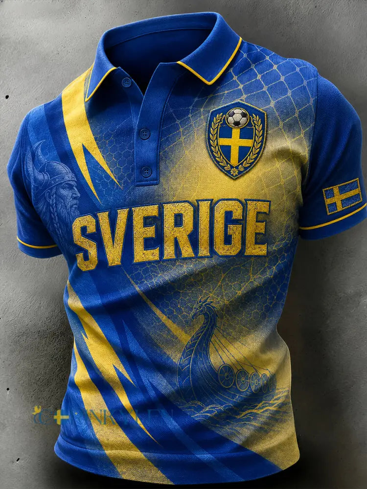 Retro fotbollsmönstrad avslappnad herrpolotröja - A / S