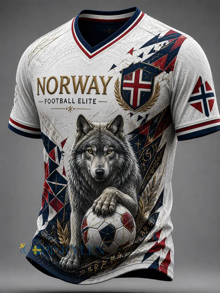 Retro fotbollssupporterartprint i nordisk stil från Norge – avslappnad t-shirt - A / S