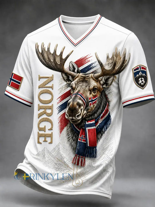 Retro fotbollssupporterartprint i nordisk stil från Norge – avslappnad t-shirt - A / S