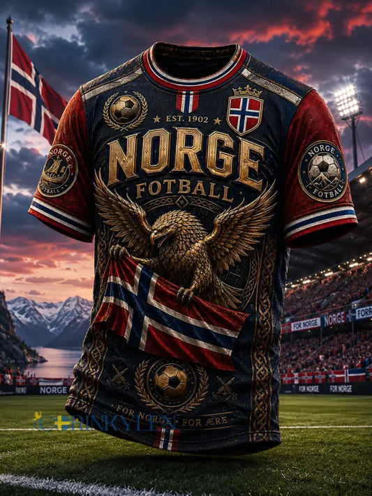 Retro fotbollssupporterartprint i nordisk stil från Norge – avslappnad t-shirt - A / S