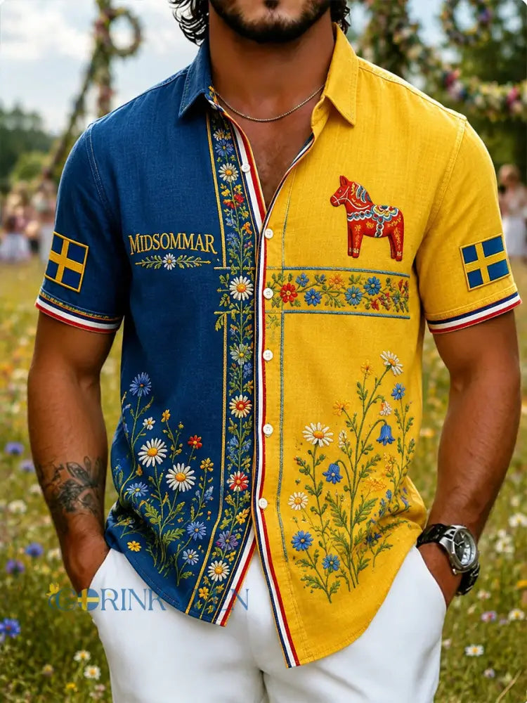 Retro midsommarblommig karusellkonsttryck avslappnad bekväm tröja - A / S