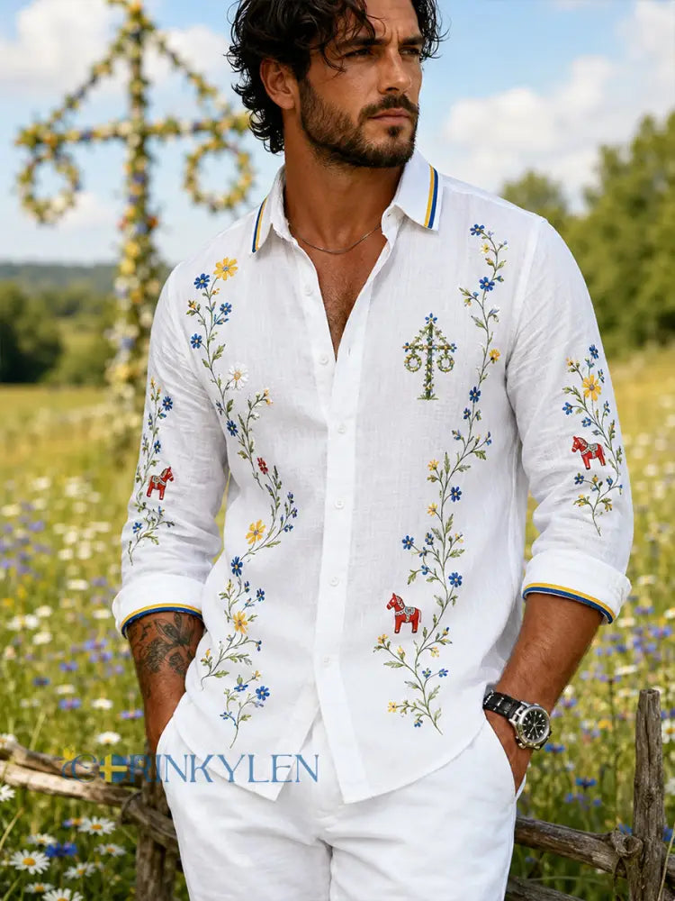 Retro midsommarblommig karusellkonsttryck avslappnad bekväm tröja - A / S