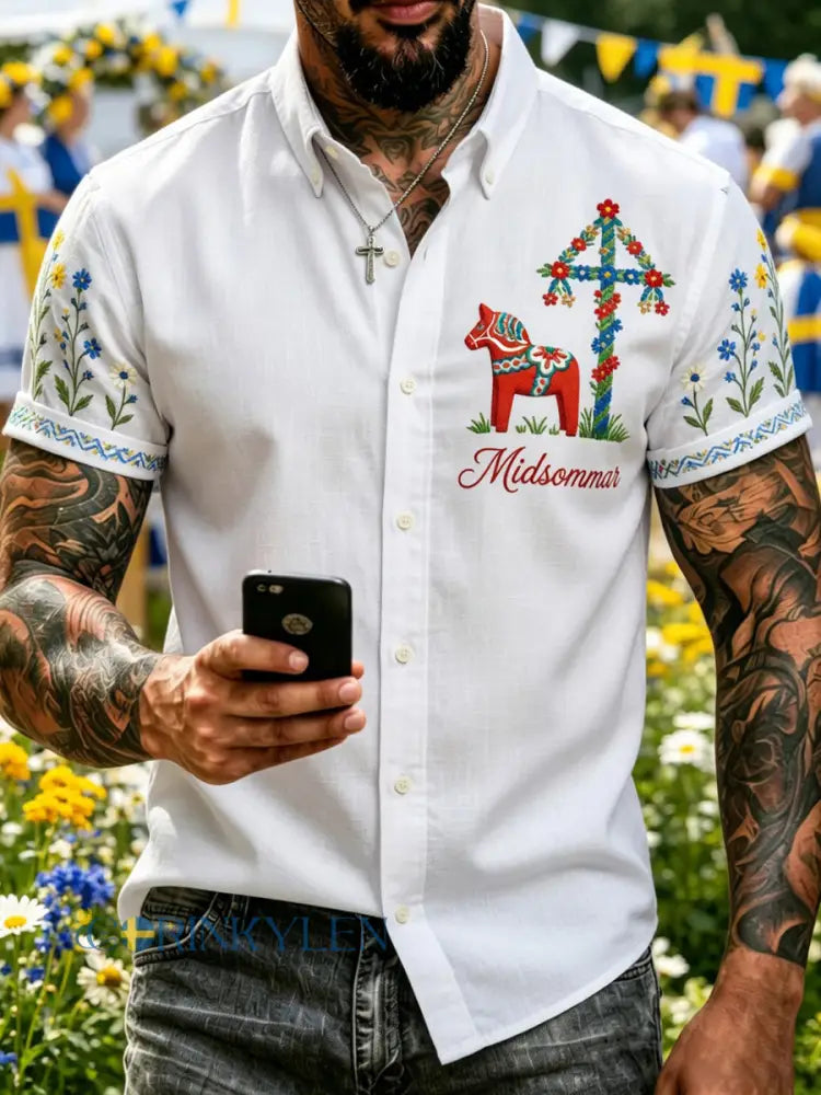 Retro midsommarfest konsttryck avslappnad tröja - A / S