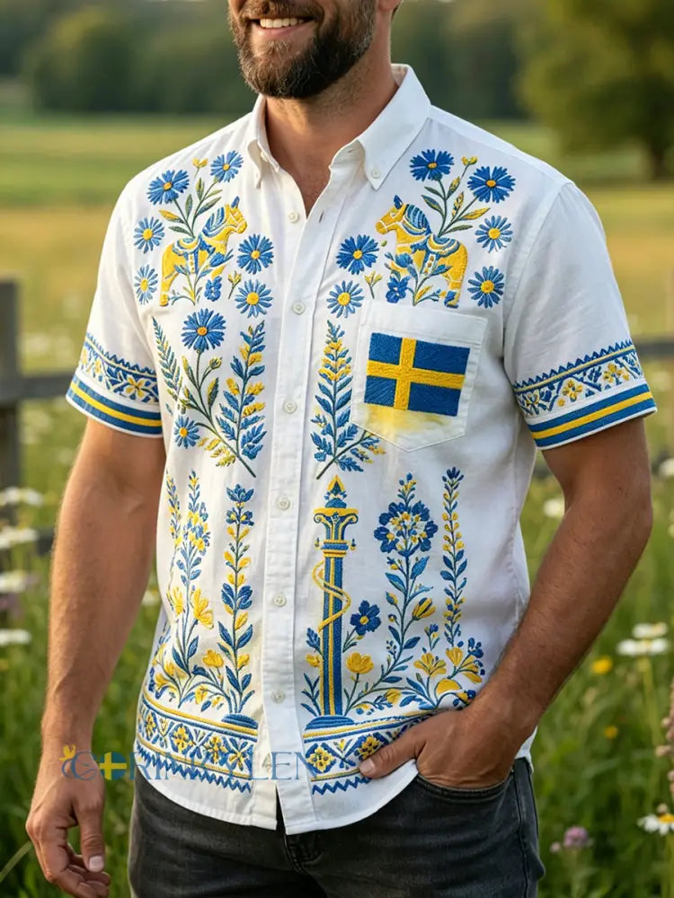 Retro midsommarfest konsttryck avslappnad tröja - A / S