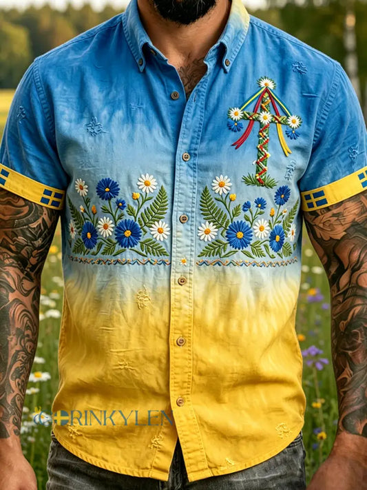 Retro midsommarfest konsttryck avslappnad tröja - A / S