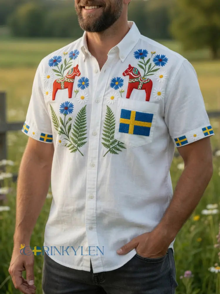 Retro midsommarfest konsttryck avslappnad tröja - A / S