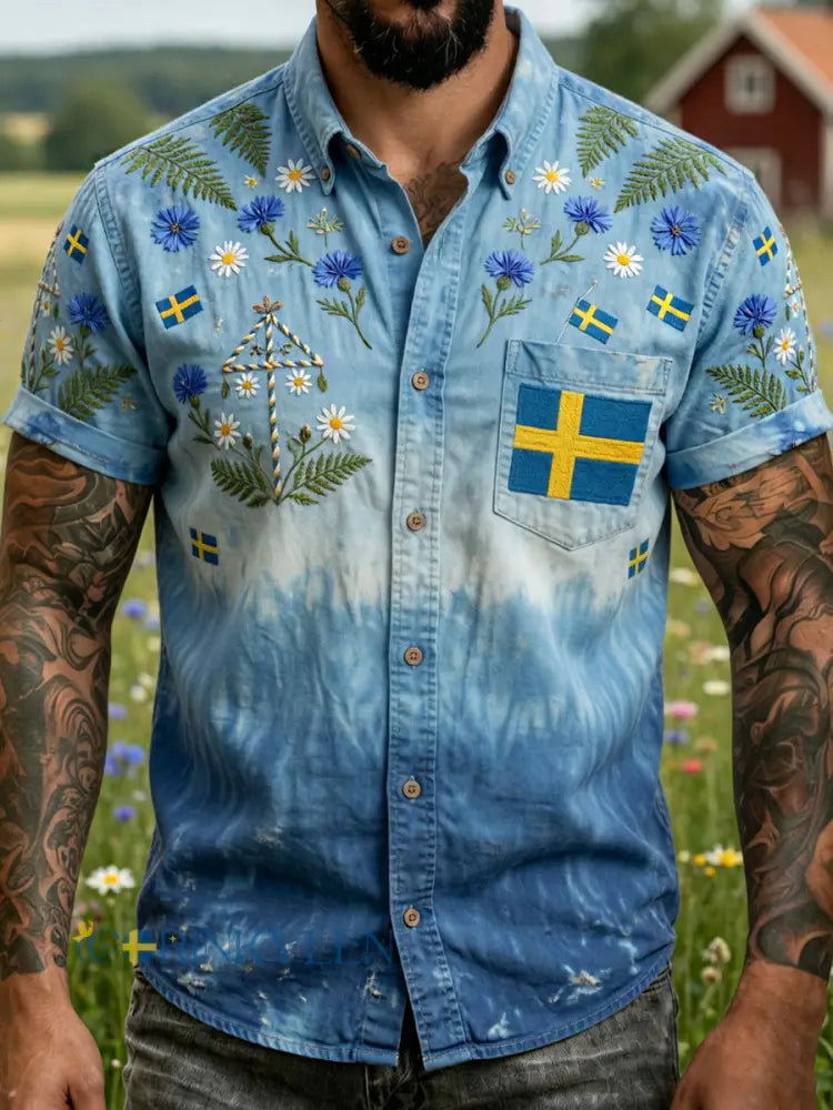 Retro midsommarfest konsttryck avslappnad tröja - A / S